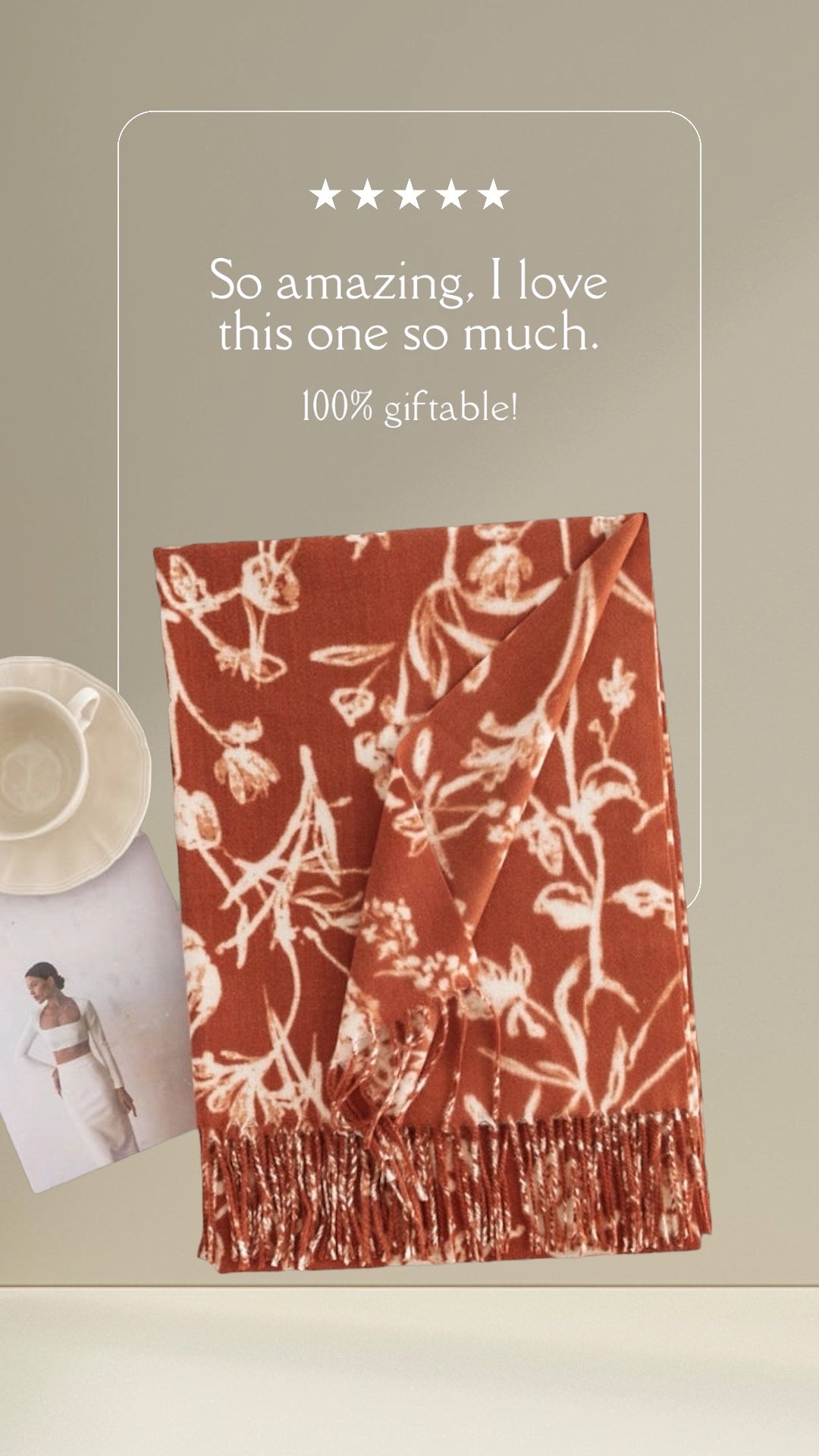 Scravii Floral Scarf (Orange)