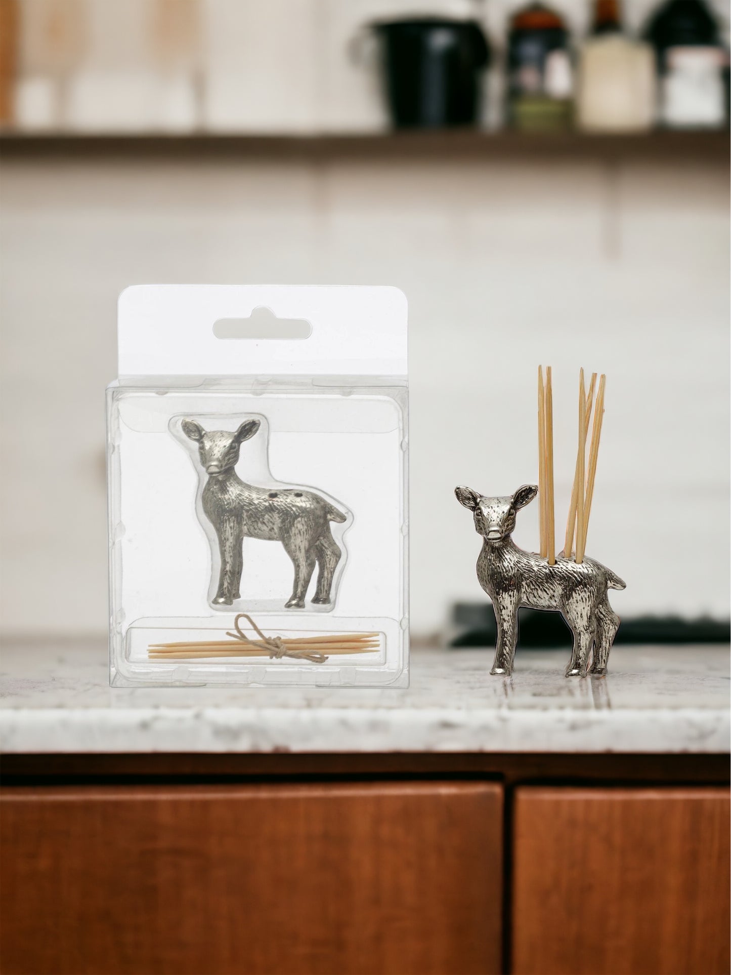 Pewter Deer Toothpick Holder