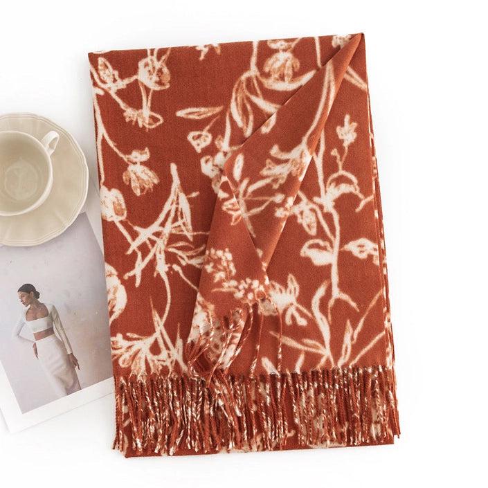 Scravii Floral Scarf (Orange)