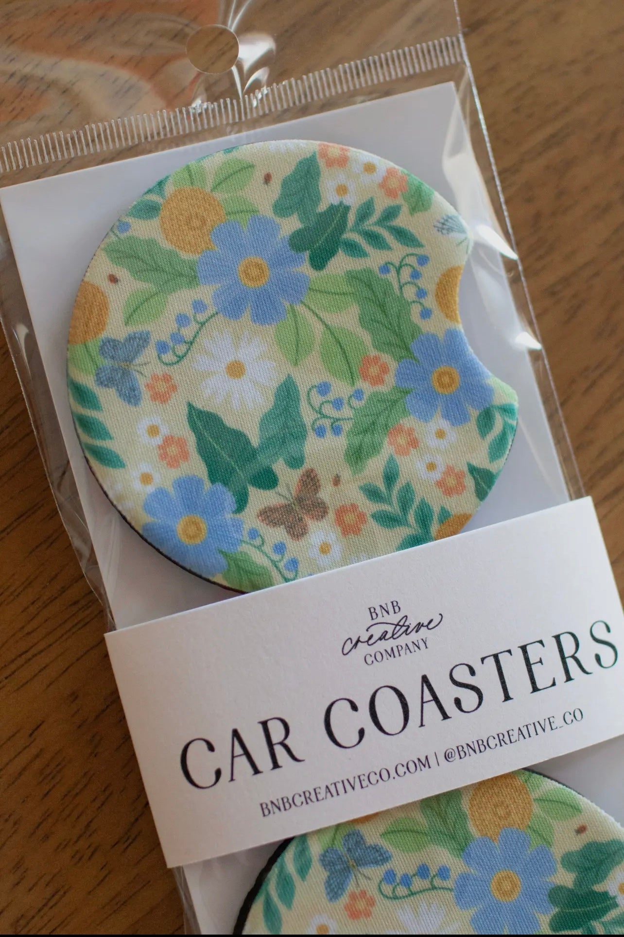 Floral Car Coasters / /Blue Multi