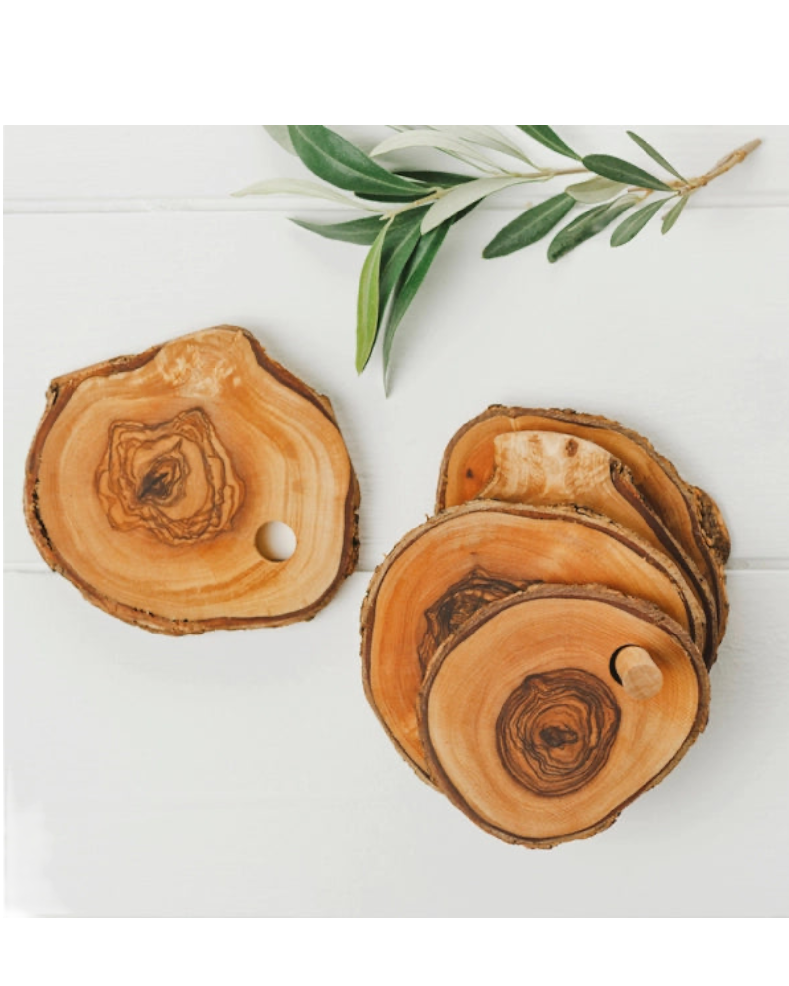 Olive Wood Coaster Set