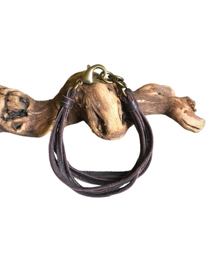 Leather Bracelet, Choc & Brass