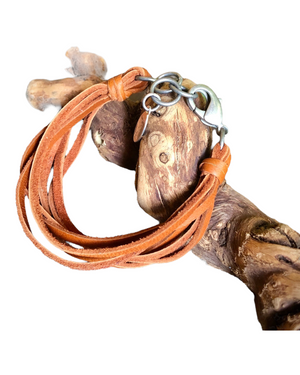 Leather Bracelet, Rust & Silver