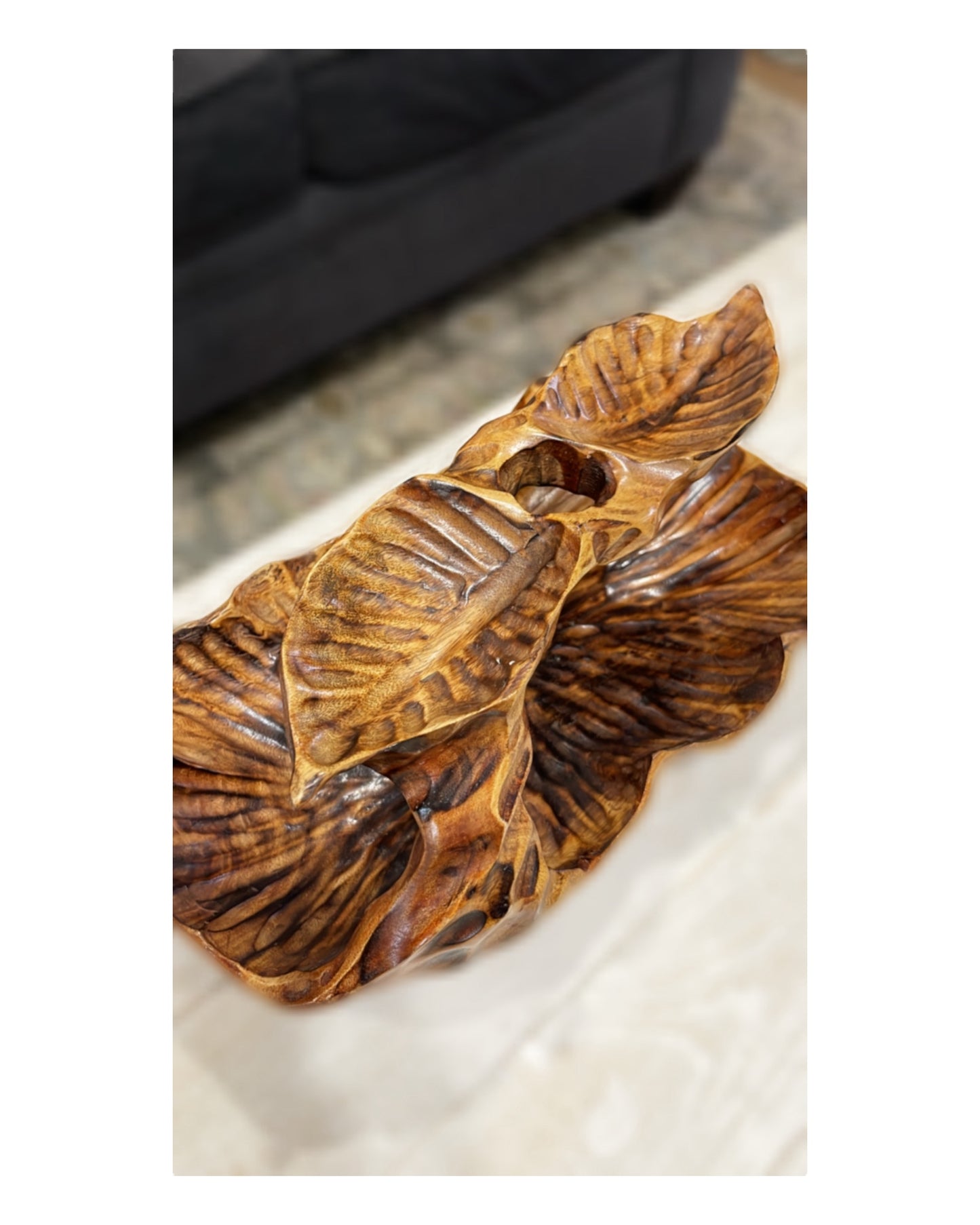 VINTAGE Hand Carved BURL WOOD Basket