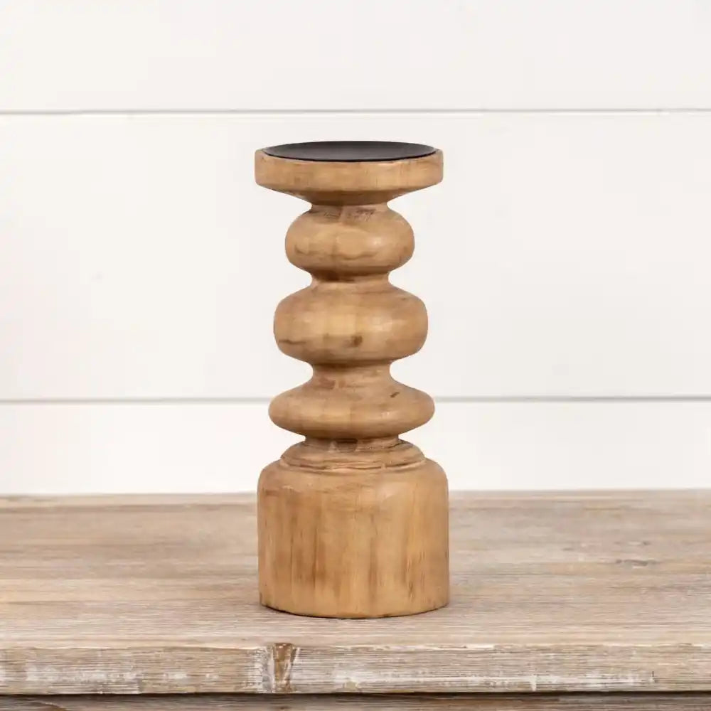 9.25" Wooden Candle Holder